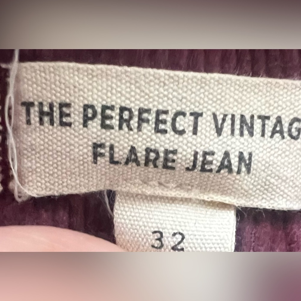 Madewell The Perfect Vintage Flare Jean Corduroy Christmas Burgundy Sz 32 - Picture 9 of 10